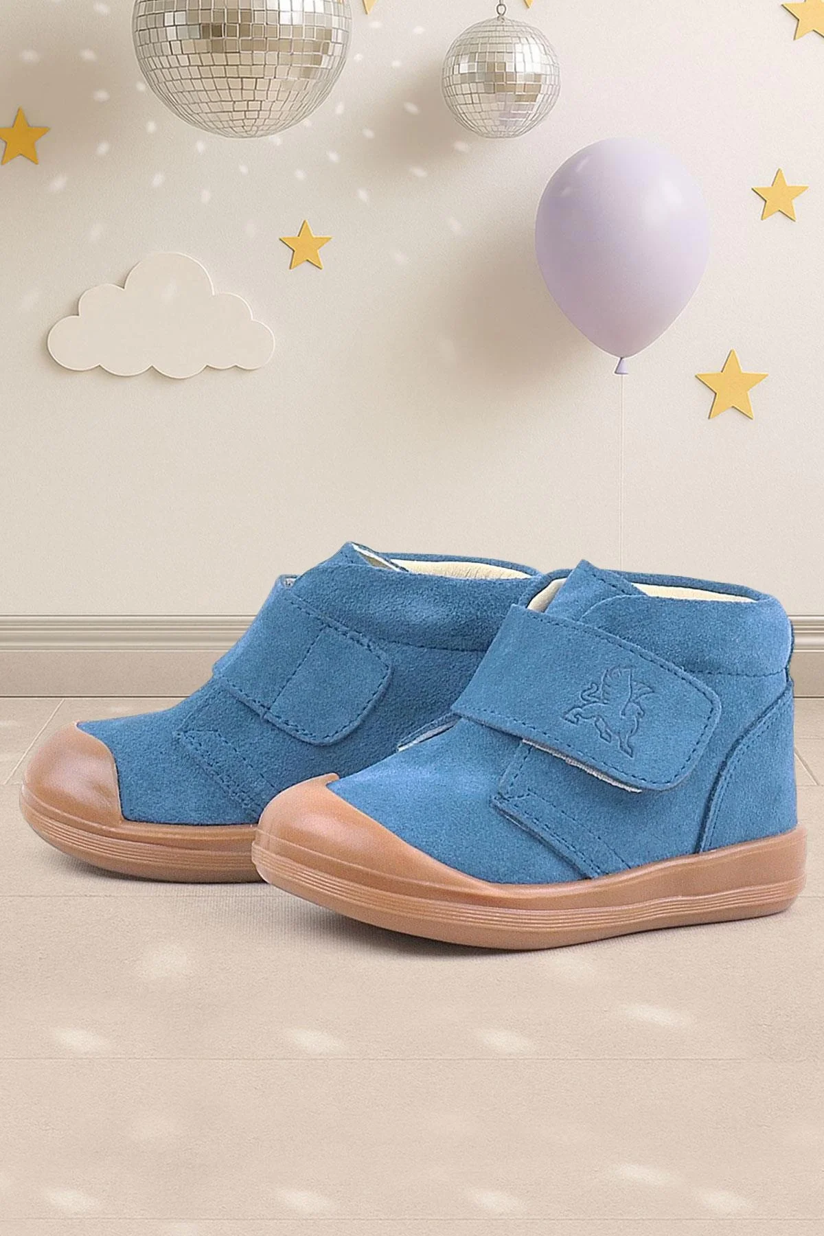 Rakerplus Yoohoo Hakiki Deri Mavi Cırtlı Unisex Bebek Bot