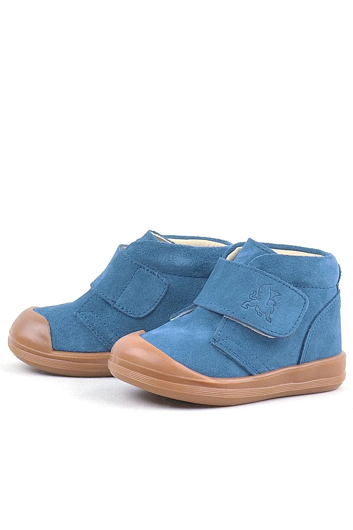 Rakerplus Yoohoo Hakiki Deri Mavi Cırtlı Unisex Bebek Bot