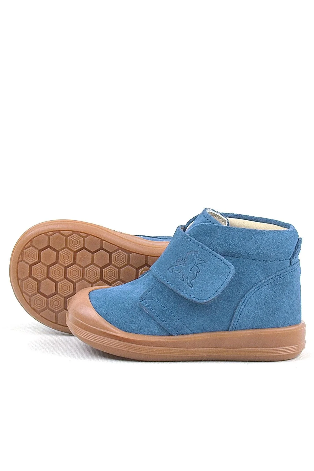 Rakerplus Yoohoo Hakiki Deri Mavi Cırtlı Unisex Bebek Bot