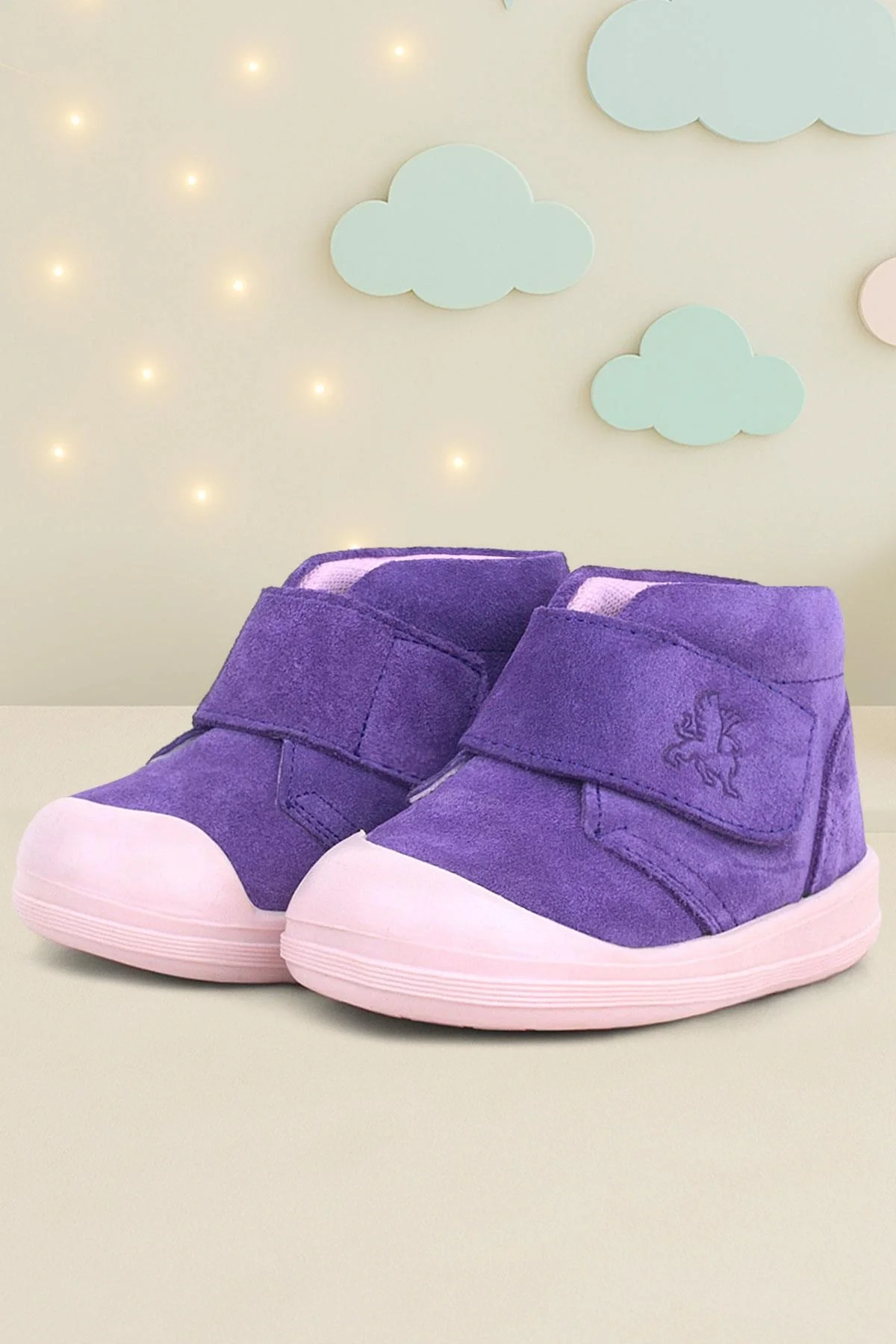 Rakerplus Yoohoo Hakiki Deri Mor Pudra Cırtlı Kız Bebek Bot