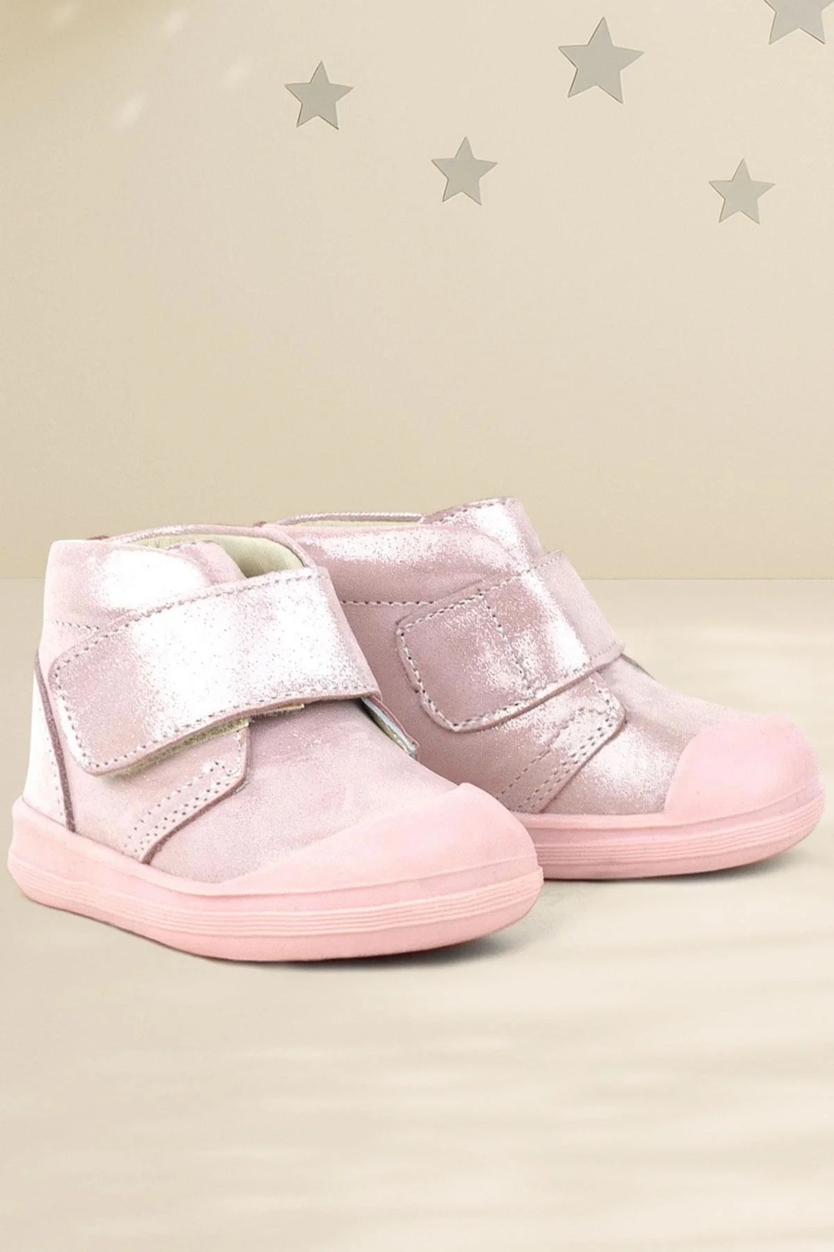 Rakerplus Yoohoo Hakiki Deri Pembe Simli Cırtlı Kız Bebek Bot