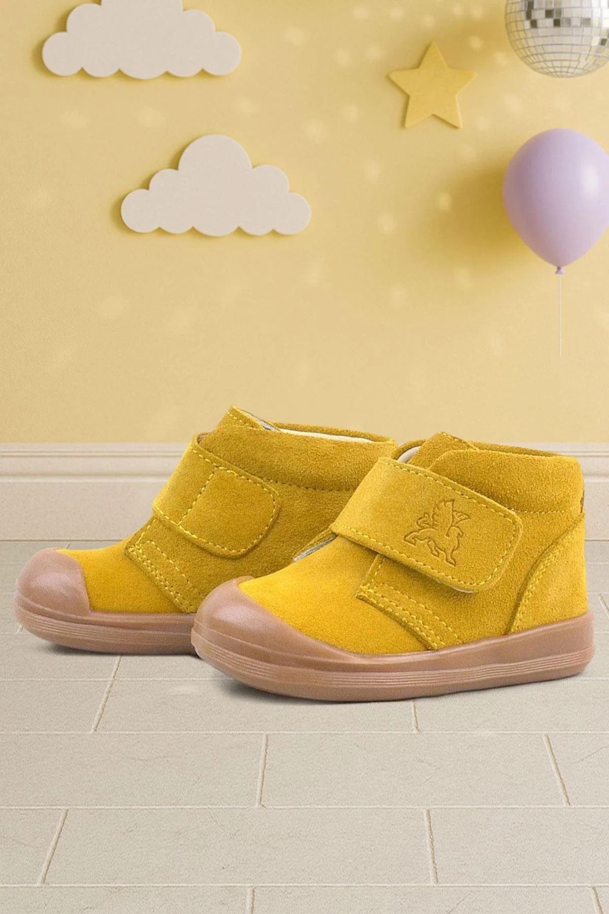 Rakerplus Yoohoo Hakiki Deri Sarı Cırtlı Unisex Bebek Bot