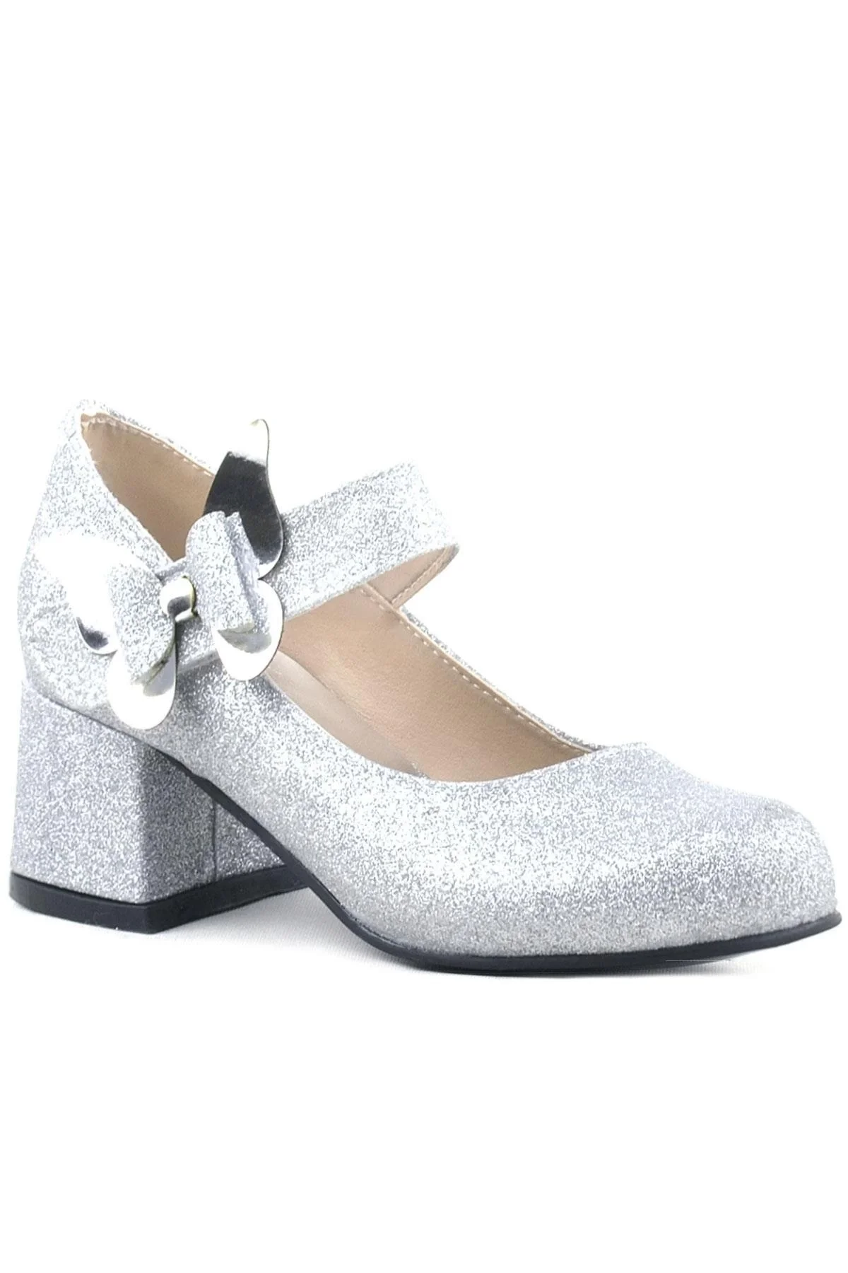Winx Gümüş Işıltılı Kelebekli Kız Çocuk Topuklu Ayakkabı