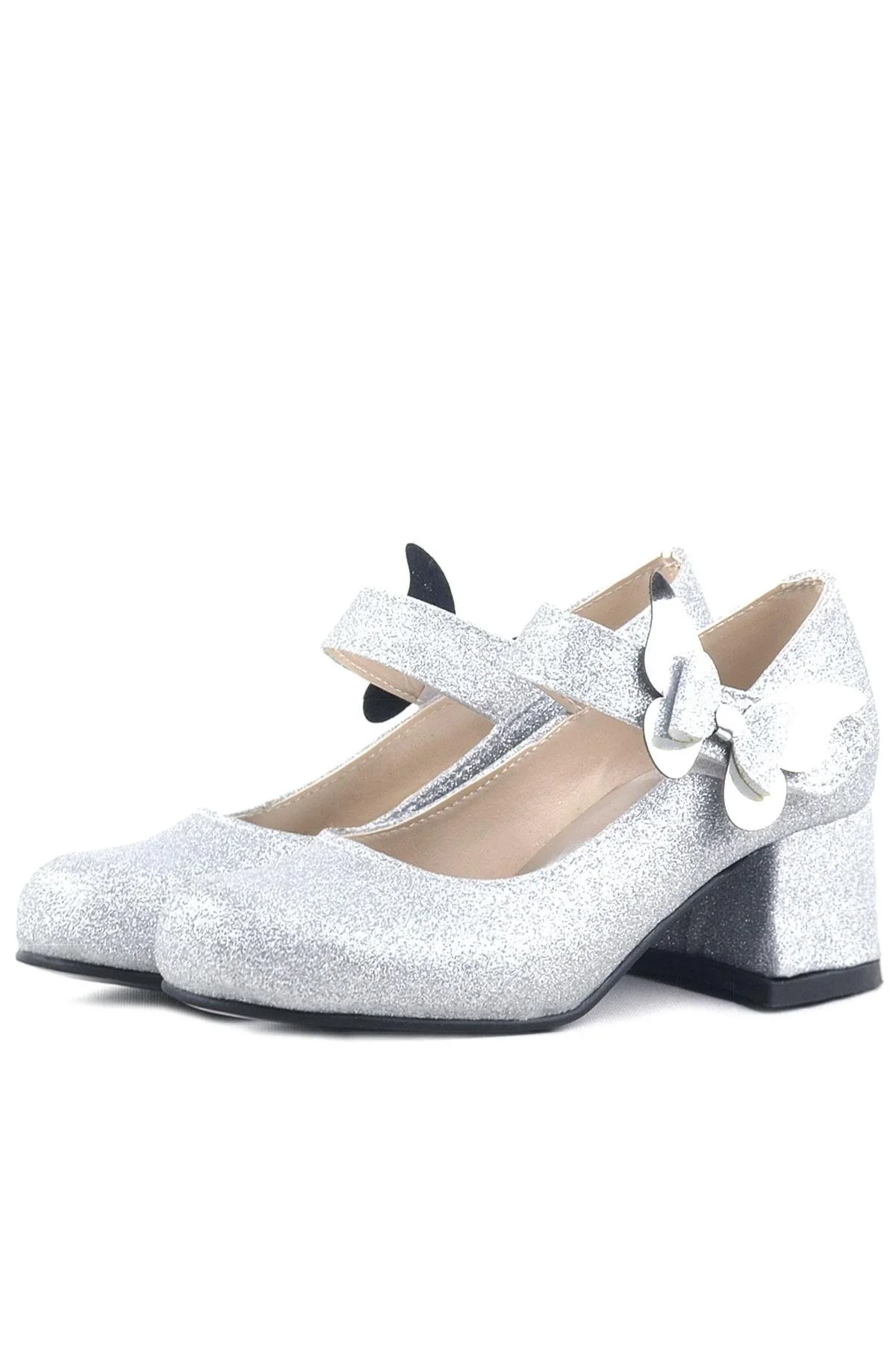 Winx Gümüş Işıltılı Kelebekli Kız Çocuk Topuklu Ayakkabı