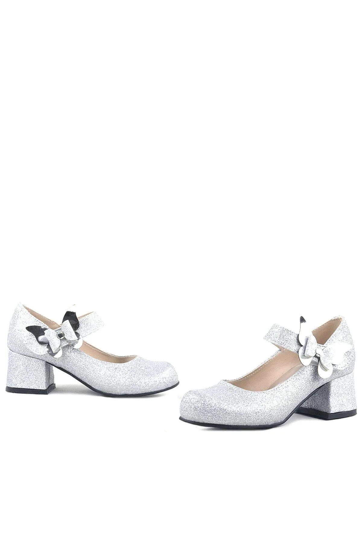 Winx Gümüş Işıltılı Kelebekli Kız Çocuk Topuklu Ayakkabı