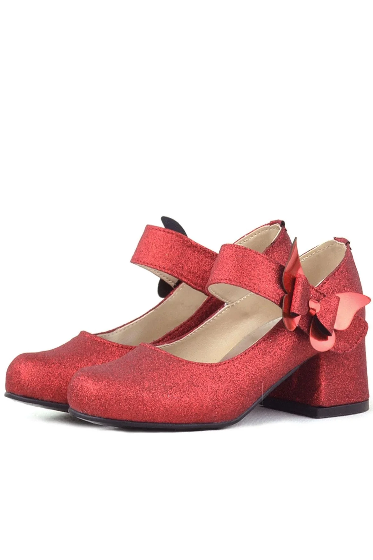 Winx Kırmızı Işıltılı Kelebekli Kız Çocuk Topuklu Ayakkabı