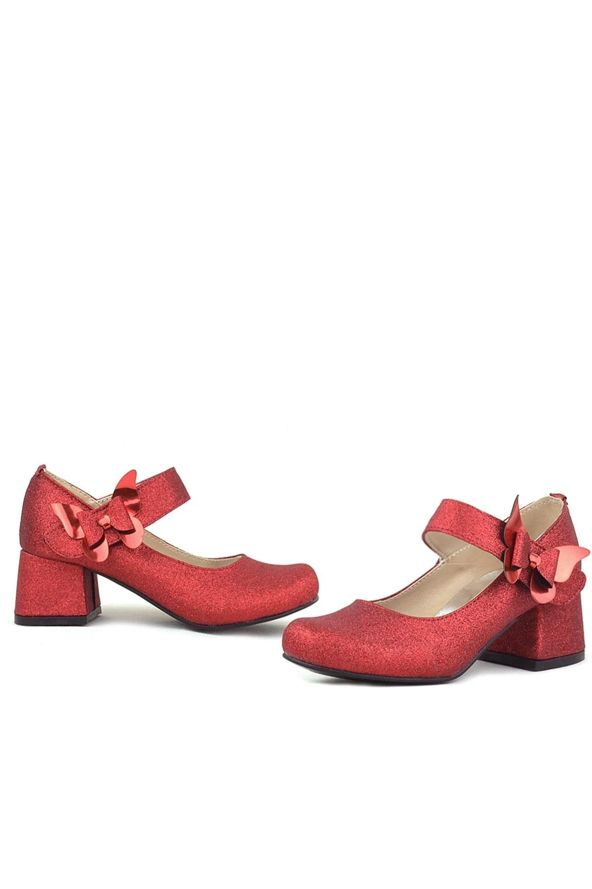 Winx Kırmızı Işıltılı Kelebekli Kız Çocuk Topuklu Ayakkabı