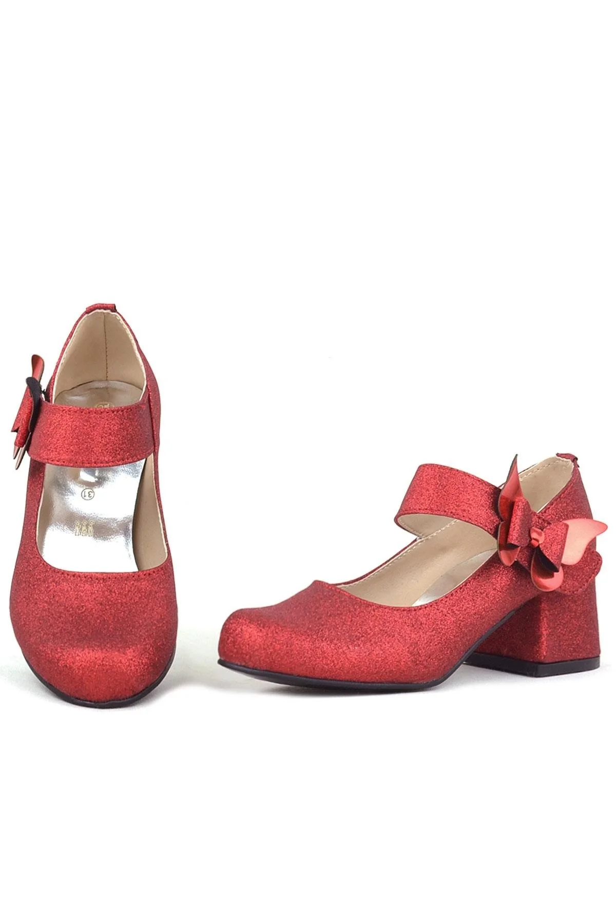 Winx Kırmızı Işıltılı Kelebekli Kız Çocuk Topuklu Ayakkabı