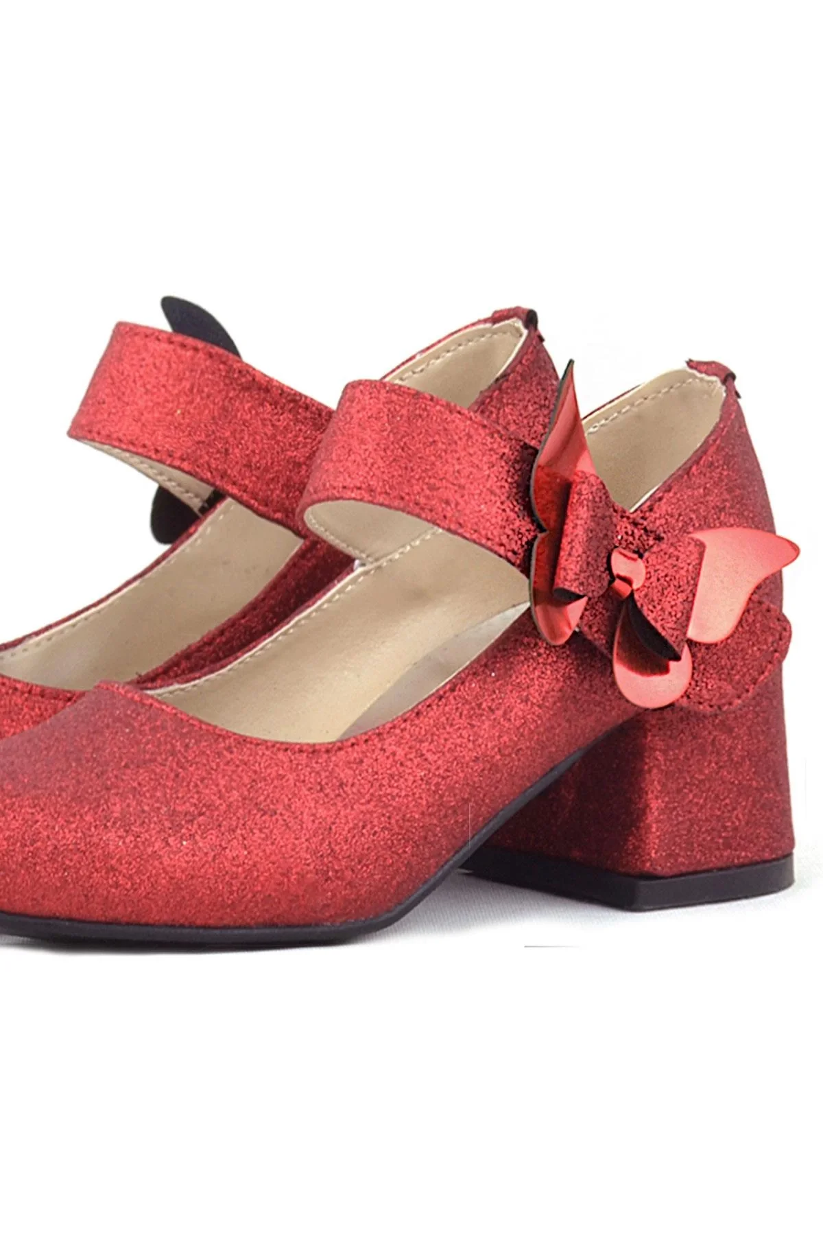 Winx Kırmızı Işıltılı Kelebekli Kız Çocuk Topuklu Ayakkabı