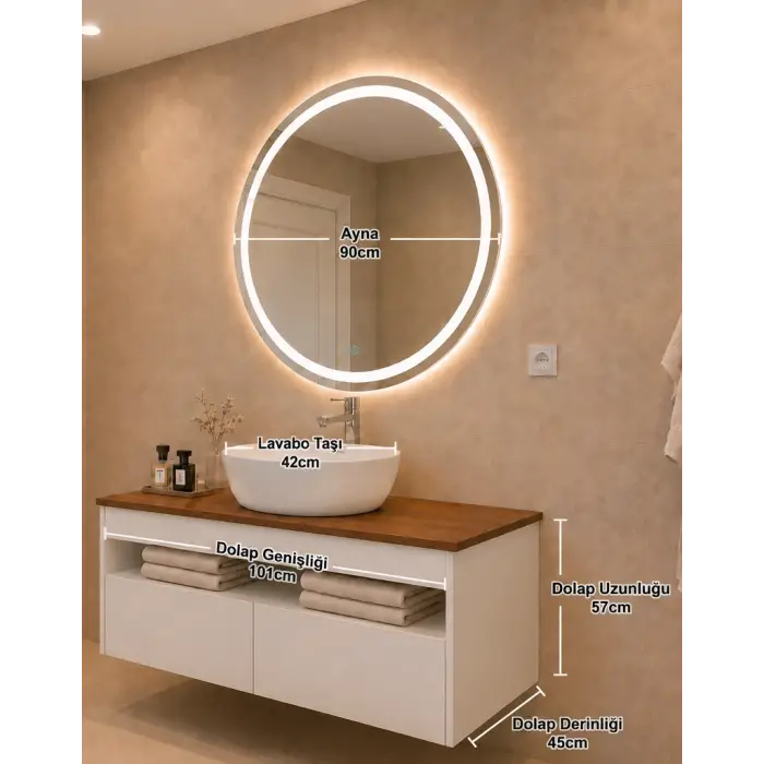 100cm Aurora Banyo Dolabı Seti - Beyaz