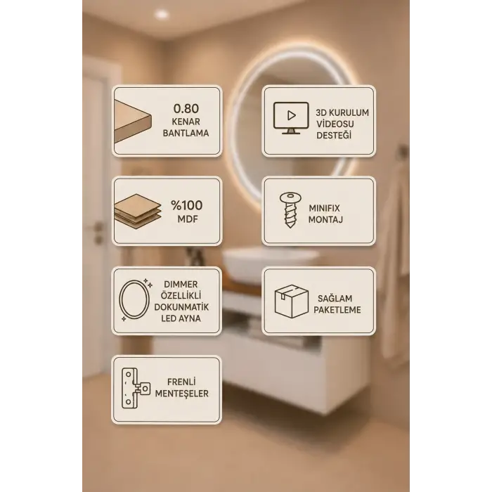 100cm Aurora Banyo Dolabı Seti - Beyaz
