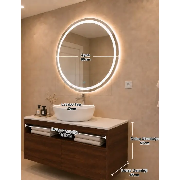 100cm Aurora Banyo Dolabı Seti - Ceviz