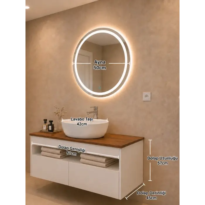 60cm Aurora Banyo Dolabı Seti - Beyaz