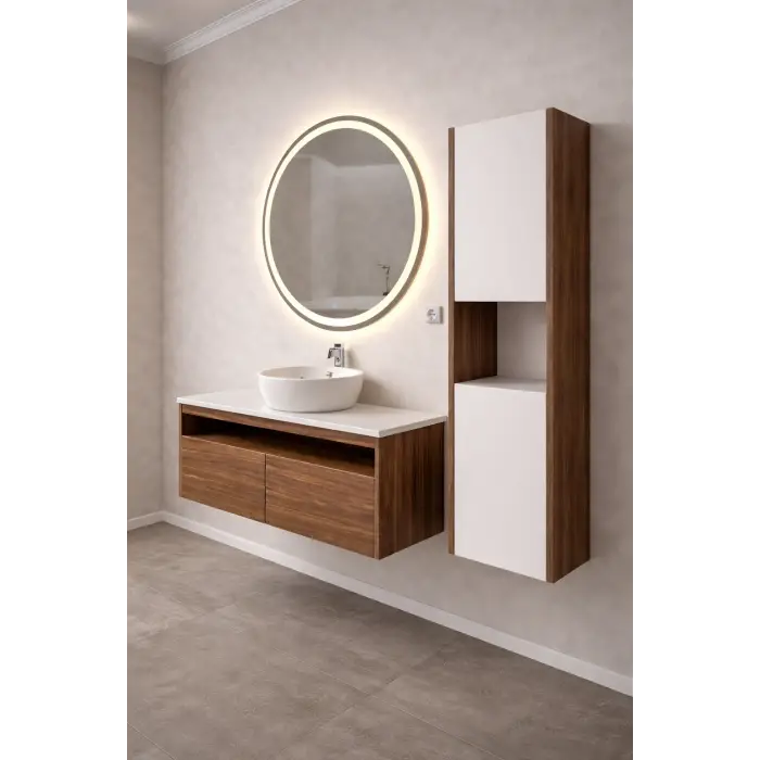 100cm Aurora Banyo Mobilyası Full Set - Viktorya ceviz