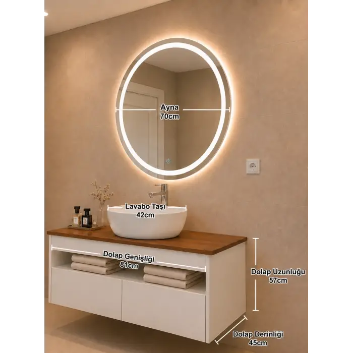 80cm Aurora Banyo Dolabı Seti - Beyaz