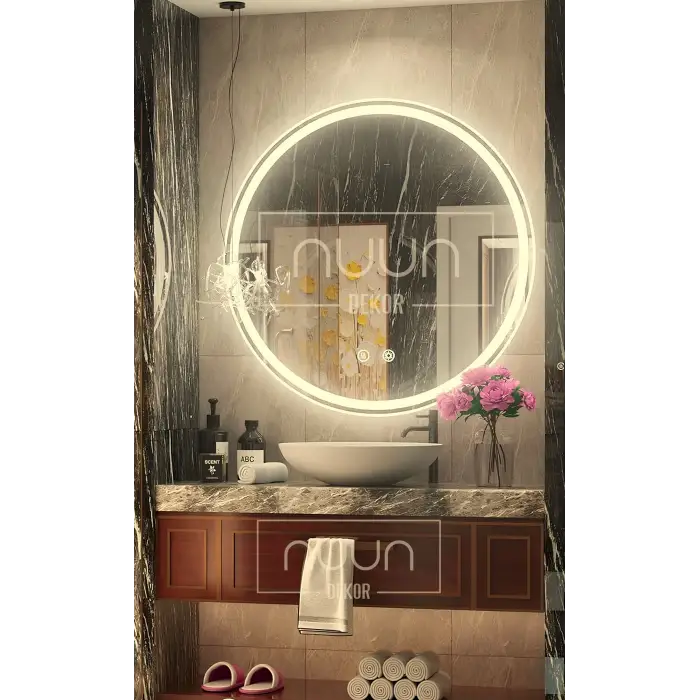 Akıllı Buğu Önleyici Yuvarlak LED Ayna – Modern ve Enerji Tasarruflu