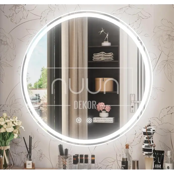 Akıllı Buğu Önleyici Yuvarlak LED Ayna – Modern ve Enerji Tasarruflu