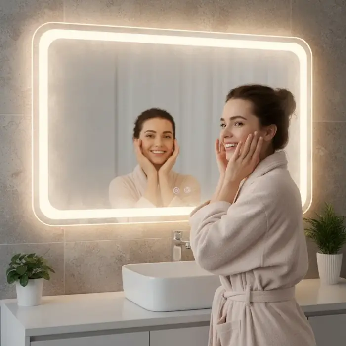 Buğu Önleyici Akıllı LED Dikdörtgen Ayna | Dimmer Kontrollü