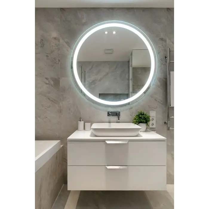 LED IŞIKLI KUMLAMALI YUVARLAK BANYO AYNASI