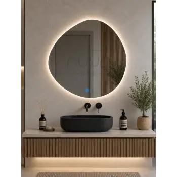 Dokunmatik led ışıklı asimetrik banyo aynası