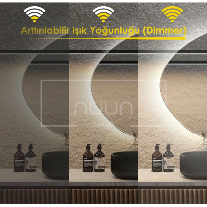 Dokunmatik led ışıklı asimetrik banyo aynası