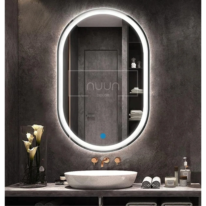 DOKUNMATİK LED IŞIKLI OVAL BANYO AYNASI (DİMMER ÖZELLİKLİ)