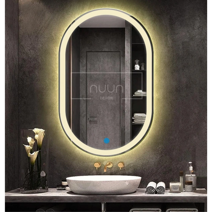 DOKUNMATİK LED IŞIKLI OVAL BANYO AYNASI (DİMMER ÖZELLİKLİ)