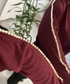 İnci Detaylı Bordo Triko Kazak