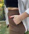 Kadın Kahverengi Püskül Paça Pantolon