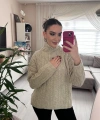Krem Örgü Desenli Yarım Balıkçı Kadın Kazak