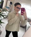 Krem Örgü Desenli Yarım Balıkçı Kadın Kazak