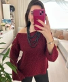 Bordo Yuvarlak Yaka Triko Kazak