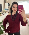 Bordo Yuvarlak Yaka Triko Kazak