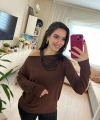 Kahverengi Omzu Açık Detaylı Kadın Sweatshirt