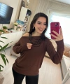 Kahverengi Omzu Açık Detaylı Kadın Sweatshirt