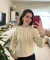 Krem Örgü Desenli Kadın Triko Kazak