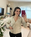 Krem Düğmeli Ceket Görünümlü Triko Hırka