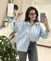 Kadın Basic Mavi Gömlek