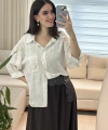 Kadın Ekru Salaş Keten Gömlek