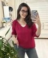 Kadın Fuşya Salaş Merserize Triko Bluz