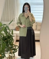 Oversize Hakim Yaka Cep Detaylı Kadın Gömlek – Haki
