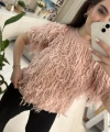 Pembe Saçaklı Kadın Triko