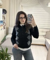 Siyah Ekose Desenli Triko Hırka