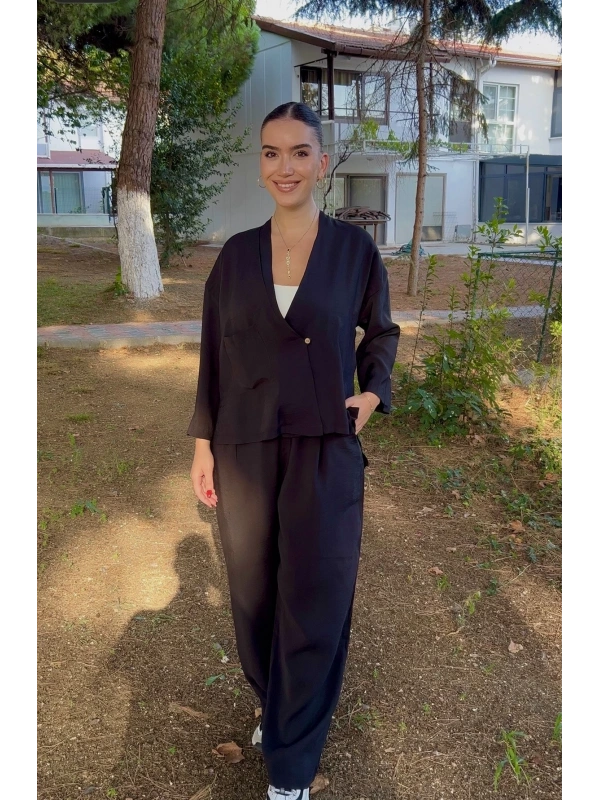 Kadın Siyah Salaş İkili Takım