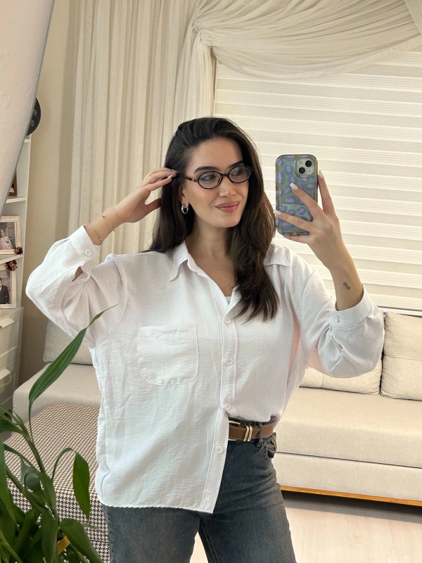 Kadın Basic Beyaz Gömlek