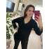 Siyah Dantel Görünümlü Triko Kadın Bluz