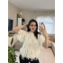Beyaz Saçaklı Triko Bluz