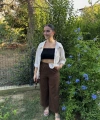 Kadın Kahverengi Püskül Paça Pantolon