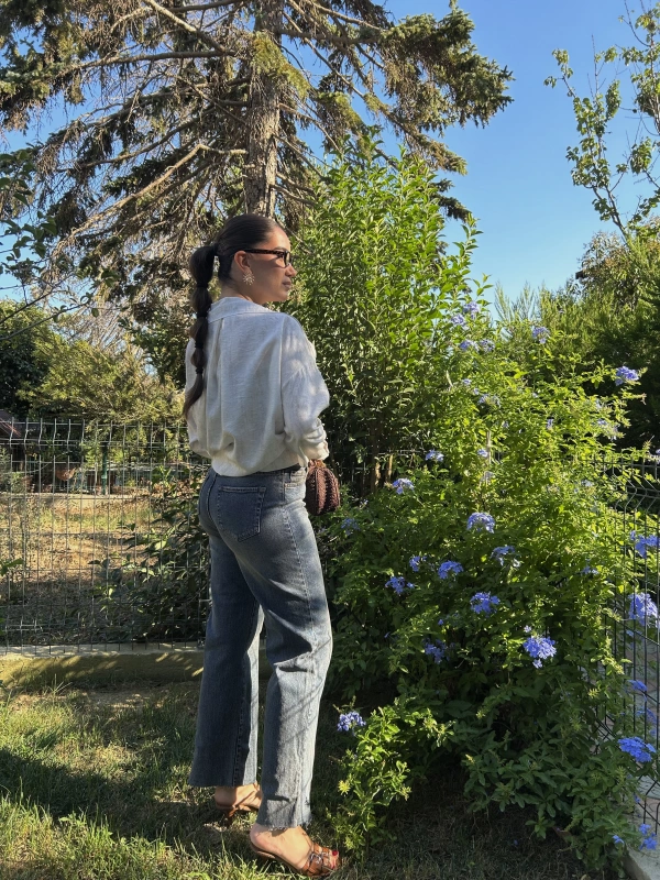 Kemerli Yüksek Bel Jean Pantolon