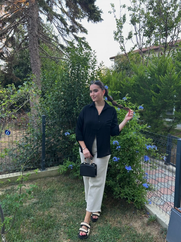 Kadın Taş Renk Püskül Paça Pantolon